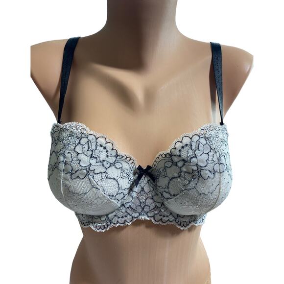 Victoria's Secret Dream Angels Multi-Way Strapless Lace Bra 32DD White Black - Picture 5 of 8